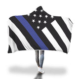 Thin Blue Line Flag Hooded Blanket