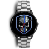 Skull - Thin Blue Line Shield - Black Watch