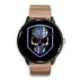 Skull - Thin Blue Line Shield - Black Watch