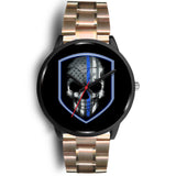 Skull - Thin Blue Line Shield - Black Watch