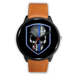 Skull - Thin Blue Line Shield - Black Watch