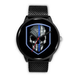 Skull - Thin Blue Line Shield - Black Watch