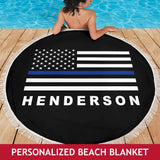 Personalized - Blue Line Beach Blanket