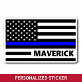 Personalized Sticker - Thin Blue Line Flag