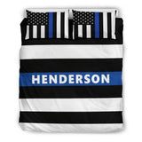 Personalized Bedding Set - Blue Line Flag