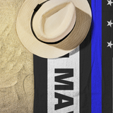 Personalized Beach Towel - Blue Line Flag