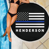Personalized - Blue Line Beach Blanket