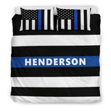 Personalized Bedding Set - Blue Line Flag