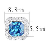 Thin Blue Line Rhodium 925 Sterling Silver Earrings