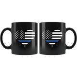 Thin Blue Line Heart Mug