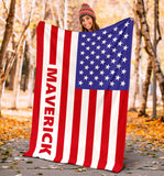 Personalized American (USA) Flag Blanket