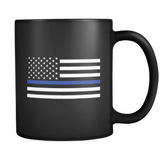 Thin Blue Line American Flag Mug - Black