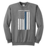 Youth Thin Blue Line Flag Honor Respect Sweatshirt - Kids