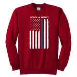 Youth Thin Blue Line Flag Honor Respect Sweatshirt - Kids
