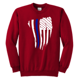 Youth Thin Blue Line American Flag Sweatshirt - Kids
