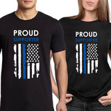 "Proud supporter" - Thin Blue Line Flag Shirt + Hoodies