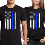 "Thank you" - Thin Blue Line Flag Shirt + Hoodies