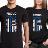 "Proud family" - Thin Blue Line Flag Shirt + Hoodies