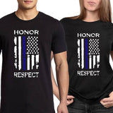 "Honor Respect" Thin Blue Line Flag Shirt + Hoodies
