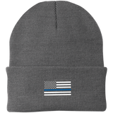 Thin Blue Line American Flag Beanie