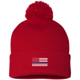 Thin Blue Line American Flag - Pom Pom Knit Beanie