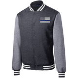 Thin Blue Line Fleece Letterman Jacket