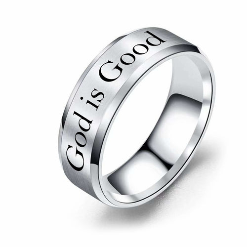 God is Good - 8mm Solid Stainless Steel Comfort Fit Ring - 3