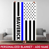 Personalized Blanket - Thin Blue Line Flag