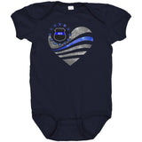 Personalized Thin Blue Line Heart Onesie