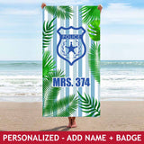 Personalized Beach Towel - Mrs - Tropical