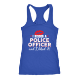 Women's I Kissed A Police Officer - Racerback Tank Top - Red lips