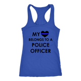 Women's My Heart Belongs To A Police Officer - Racerback Tank Top