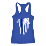 Women's Curved Thin Blue Line Flag - Racerback Tank Top