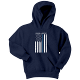 Youth Thin Blue Line Flag Honor Respect Hoodie - Kids