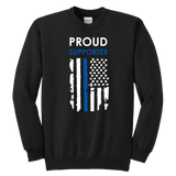 Proud Supporter - Thin Blue Line - Kids Sweatshirt