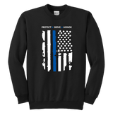 "Protect Serve Honor" - Thin Blue Line Kids Sweatshirt