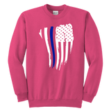 Youth Thin Blue Line American Flag Sweatshirt - Kids