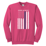 Youth Thin Blue Line Flag Honor Respect Sweatshirt - Kids