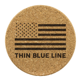 Thin Blue Line - Round Coasters - Set of 4
