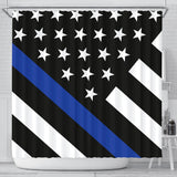 Thin Blue Line Shower Curtain - Type 2