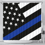 Thin Blue Line Shower Curtain - Type 1