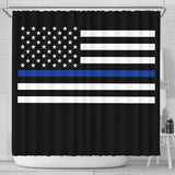 Thin Blue Line Flag - Shower Curtain