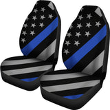Thin Blue Line Flag - Car Seat Covers - Type 4 (Set of 2)