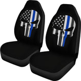 Thin Blue Line Punisher Skull - Car Seat Covers - Type 1 (Set of 2)