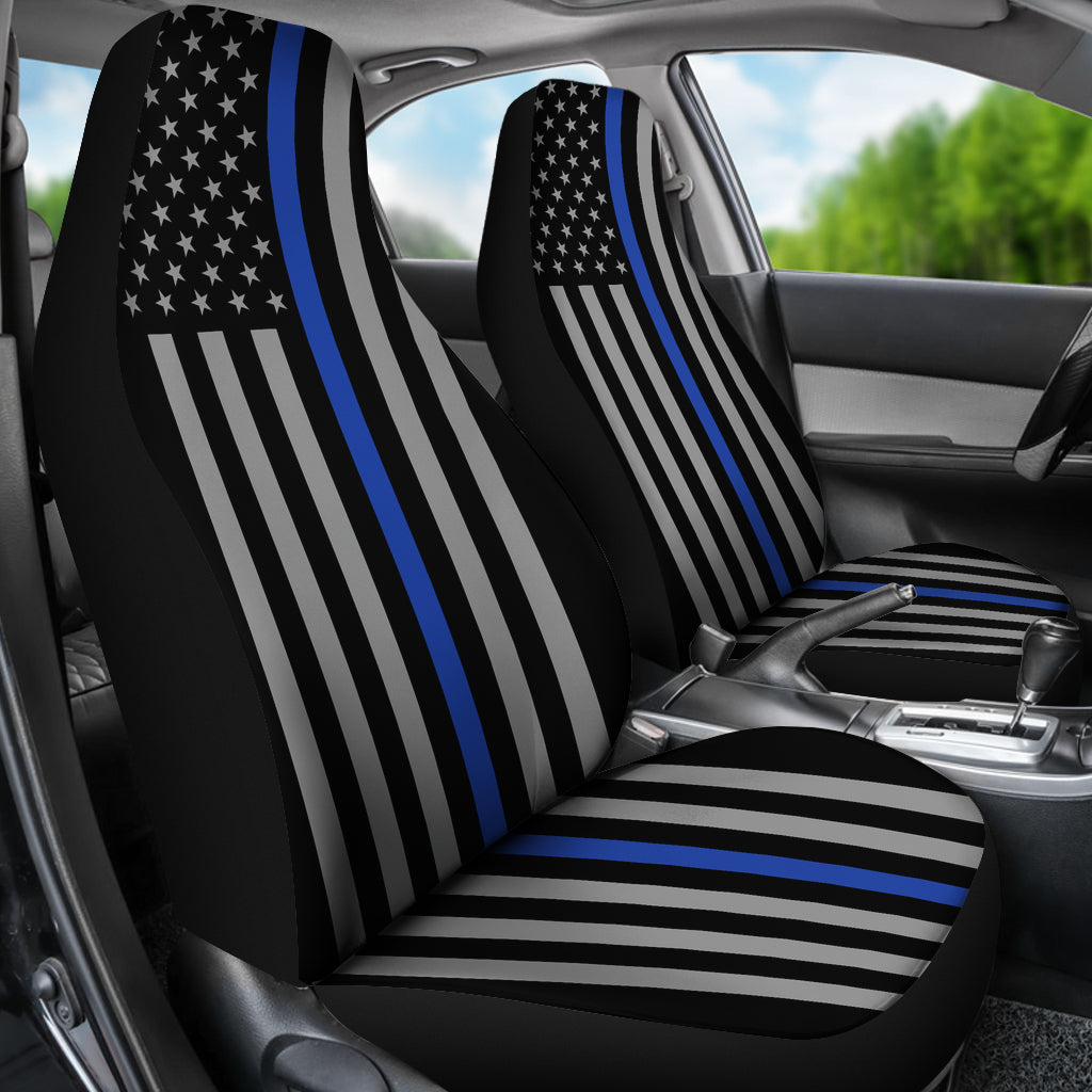 Thin Blue Line Flag Car Seat Covers Type (Set of