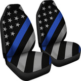Thin Blue Line Flag - Car Seat Covers - Type 4 (Set of 2)
