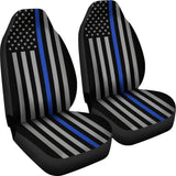 Thin Blue Line Flag - Car Seat Covers - Type 2 (Set of 2)