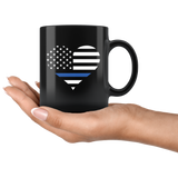 Thin Blue Line Heart Mug