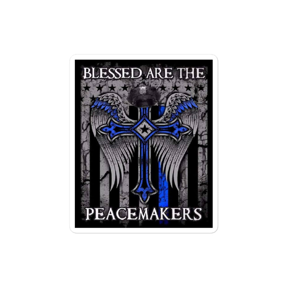 Thin Blue Line Decal - Blessed Are The Peacemakers 4 Inch Vinyl Sticker