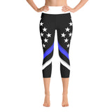 Thin Blue Line Flag Yoga Capri Leggings